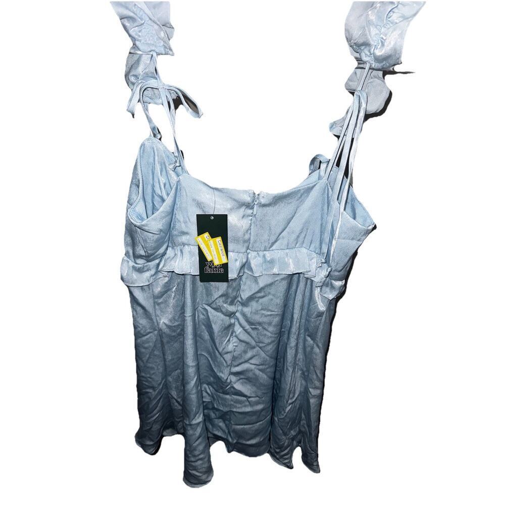Wild Fable Light Blue Satin Babydoll Mini Dress Size Small Tie Straps New